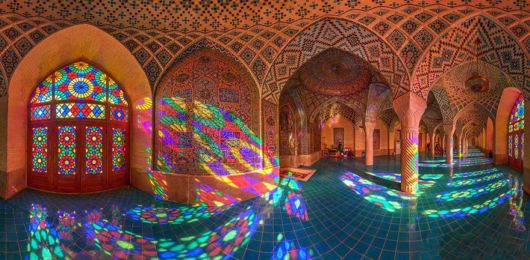 Stunning Mosque Illuminated With All Colors Of Rainbow