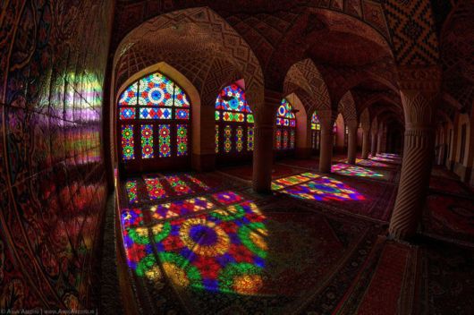 Stunning Mosque Illuminated With All Colors Of Rainbow