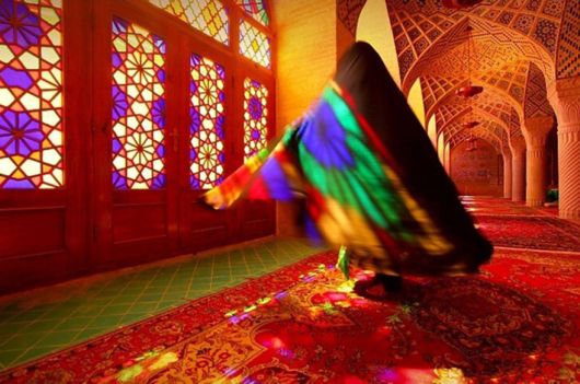 Stunning Mosque Illuminated With All Colors Of Rainbow